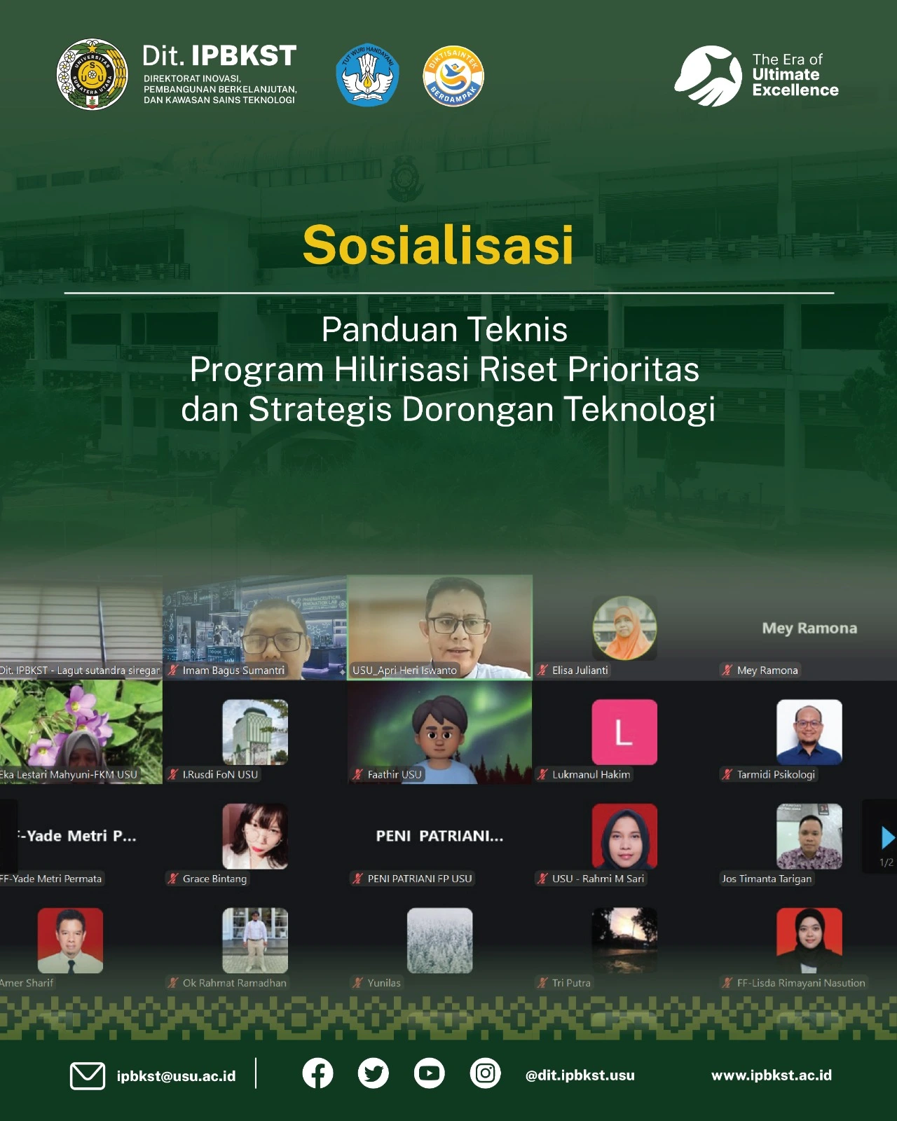 Dit. IPBKST USU Gelar Sosialisasi Panduan Teknis Program Hilirisasi Riset Prioritas dan Strategis Dorongan Teknologi